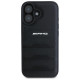Mercedes AMG Leather Debossed Lines Black Logo iPhone 16 Case - Black