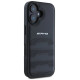 Mercedes AMG Leather Debossed Lines Black Logo iPhone 16 Case - Black
