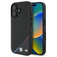 BMW M Perforated Tricolor Line MagSafe iPhone 16 Case - Black