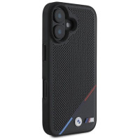 BMW M Perforated Tricolor Line MagSafe iPhone 16 Case - Black