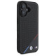 BMW M Perforated Tricolor Line MagSafe iPhone 16 Case - Black