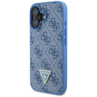 Guess Leather Metal Logo Strass Crossbody Case for iPhone 16 - Blue