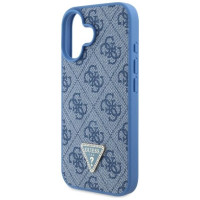 Guess Leather Metal Logo Strass Crossbody Case for iPhone 16 - Blue