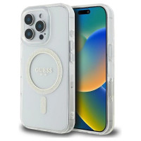 Guess GUHMP16LHFGERET iPhone 16 Pro 6.3" transparent hardcase IML Glitter Circle MagSafe