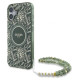 Guess IML Flowers Allover Electro With Pearl Strap MagSafe case for iPhone 16 - green