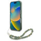 Guess IML Flowers Allover Electro With Pearl Strap MagSafe case for iPhone 16 - green