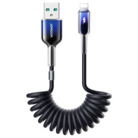 Joyroom S-A43 Crystal-Clear Series 3A USB-A - Lightning spiral cable 1.5m - black