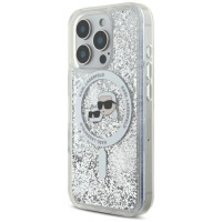 Karl Lagerfeld Liquid Glitter Karl & Choupette Head Magsafe iPhone 16 Pro Case - Clear