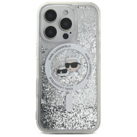 Karl Lagerfeld Liquid Glitter Karl & Choupette Head Magsafe iPhone 16 Pro Case - Clear