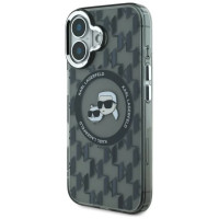 Karl Lagerfeld IML Monogram Karl & Choupette Head MagSafe iPhone 16 Case - Black