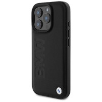 BMW Leather Hot Stamp MagSafe iPhone 16 Pro Case - Black