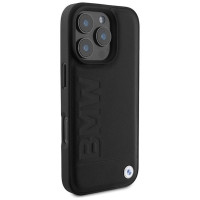 BMW Leather Hot Stamp MagSafe iPhone 16 Pro Case - Black