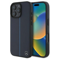 Mercedes MB Blue Line Leather MagSafe Case for iPhone 16 Pro Max - Navy Blue