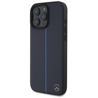 Mercedes MB Blue Line Leather MagSafe Case for iPhone 16 Pro Max - Navy Blue