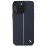 Mercedes MB Blue Line Leather MagSafe Case for iPhone 16 Pro Max - Navy Blue
