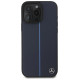 Mercedes MB Blue Line Leather MagSafe Case for iPhone 16 Pro Max - Navy Blue