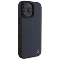 Mercedes MB Blue Line Leather MagSafe Case for iPhone 16 Pro Max - Navy Blue