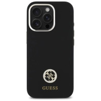 Guess Silicone Logo Strass 4G Case for iPhone 16 Pro - Black