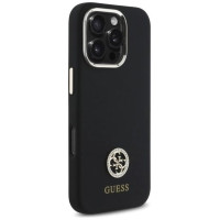 Guess Silicone Logo Strass 4G Case for iPhone 16 Pro - Black