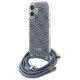 Guess Crossbody Cord 4G Print Case with Lanyard for iPhone 16 - Blue