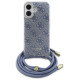 Guess Crossbody Cord 4G Print Case with Lanyard for iPhone 16 - Blue