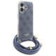 Guess Crossbody Cord 4G Print Case with Lanyard for iPhone 16 - Blue