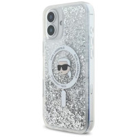 Karl Lagerfeld Liquid Glitter Karl Head Magsafe Case for iPhone 16 Plus - Clear