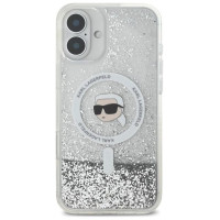 Karl Lagerfeld Liquid Glitter Karl Head Magsafe Case for iPhone 16 Plus - Clear