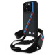 BMW M Edition Carbon Tricolor Lines & Strap Case for iPhone 16 Pro Max - Black