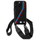 BMW M Edition Carbon Tricolor Lines & Strap Case for iPhone 16 Pro Max - Black