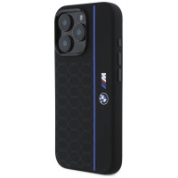 BMW Silicone Hexagon Blue Line MagSafe Case for iPhone 16 Pro Max - Black