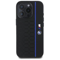 BMW Silicone Hexagon Blue Line MagSafe Case for iPhone 16 Pro Max - Black