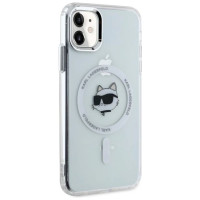 Karl Lagerfeld IML Metal Choupette Head MagSafe iPhone 11 Case - White