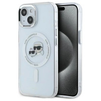 Karl Lagerfeld IML Metal Karl&Choupette Head MagSafe iPhone 15 Case - White