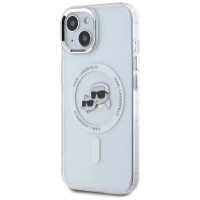 Karl Lagerfeld IML Metal Karl&Choupette Head MagSafe iPhone 15 Case - White