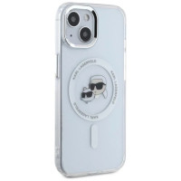 Karl Lagerfeld IML Metal Karl&Choupette Head MagSafe iPhone 15 Case - White