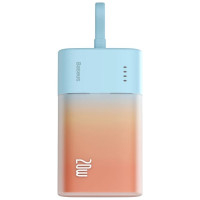 Baseus Popsicle 5200mAh 20W Powerbank with Built-in Lightning Cable (+ White Baseus Simple USB-C - USB-C 60W/20V/3A/30cm Cable) - Blue-Orange