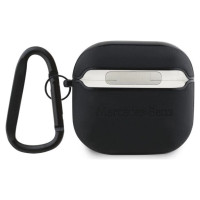 Mercedes MEA4CSLBK AirPods 4 cover black/black Leather Metal Logo