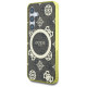 Guess 4G Background Gold Electroplated Peony Pattern MagSafe case for Samsung Galaxy S25 brown