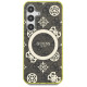 Guess 4G Background Gold Electroplated Peony Pattern MagSafe case for Samsung Galaxy S25 brown