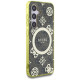 Guess 4G Background Gold Electroplated Peony Pattern MagSafe case for Samsung Galaxy S25 brown