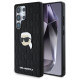 Karl Lagerfeld Leather Monogram Pin Logo Karl Head Samsung Galaxy S25 Ultra Case Black