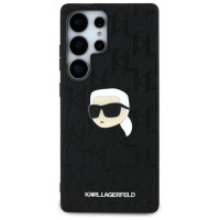 Karl Lagerfeld Leather Monogram Pin Logo Karl Head Samsung Galaxy S25 Ultra Case Black