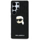 Karl Lagerfeld Leather Monogram Pin Logo Karl Head Samsung Galaxy S25 Ultra Case Black