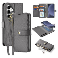 Dux Ducis Lawa Leather Case for Samsung Galaxy S25 with Detachable Magnetic Wallet - Gray