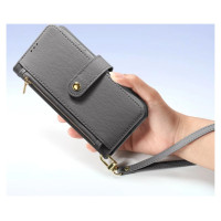 Dux Ducis Lawa Leather Case for Samsung Galaxy S25 with Detachable Magnetic Wallet - Gray