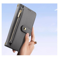 Dux Ducis Lawa Leather Case for Samsung Galaxy S25 with Detachable Magnetic Wallet - Gray