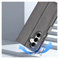Dux Ducis Lawa Leather Case for Samsung Galaxy S25 with Detachable Magnetic Wallet - Gray