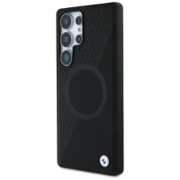 BMW Leather Half Textured MagSafe Case for Samsung Galaxy S25 Ultra - Black