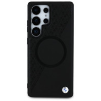 BMW Leather Half Textured MagSafe Case for Samsung Galaxy S25 Ultra - Black